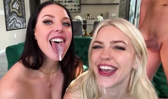 Девушки лакомятся свежей спермой в групповом порно видео